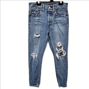 Levi's 501 Original High Rise Distressed Denim Jeans size 27x28